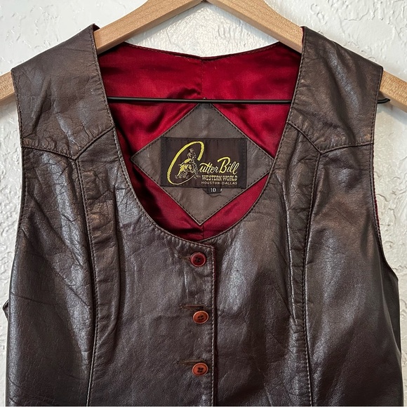 Vintage 70s Cutter Bill Western World leather vest size 10 - Picture 2 of 10